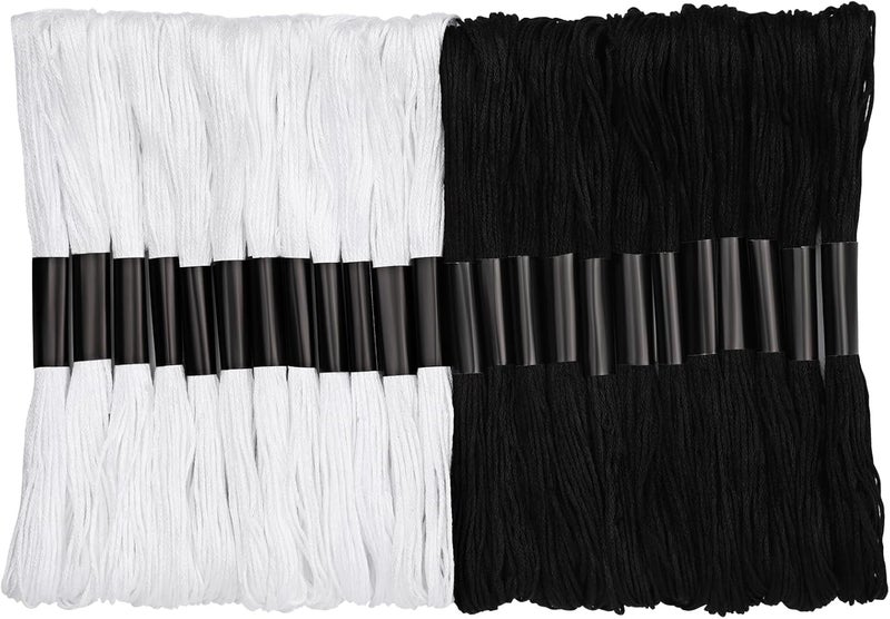 Dercuy Black and White Series Embroidery Thread, Embroidery Cross Floss, Embroidery Thread Floss Set Including Plastic Floss Bobbins, Needle Threader, Hand Sewing Needle for Embroidery - Image 1